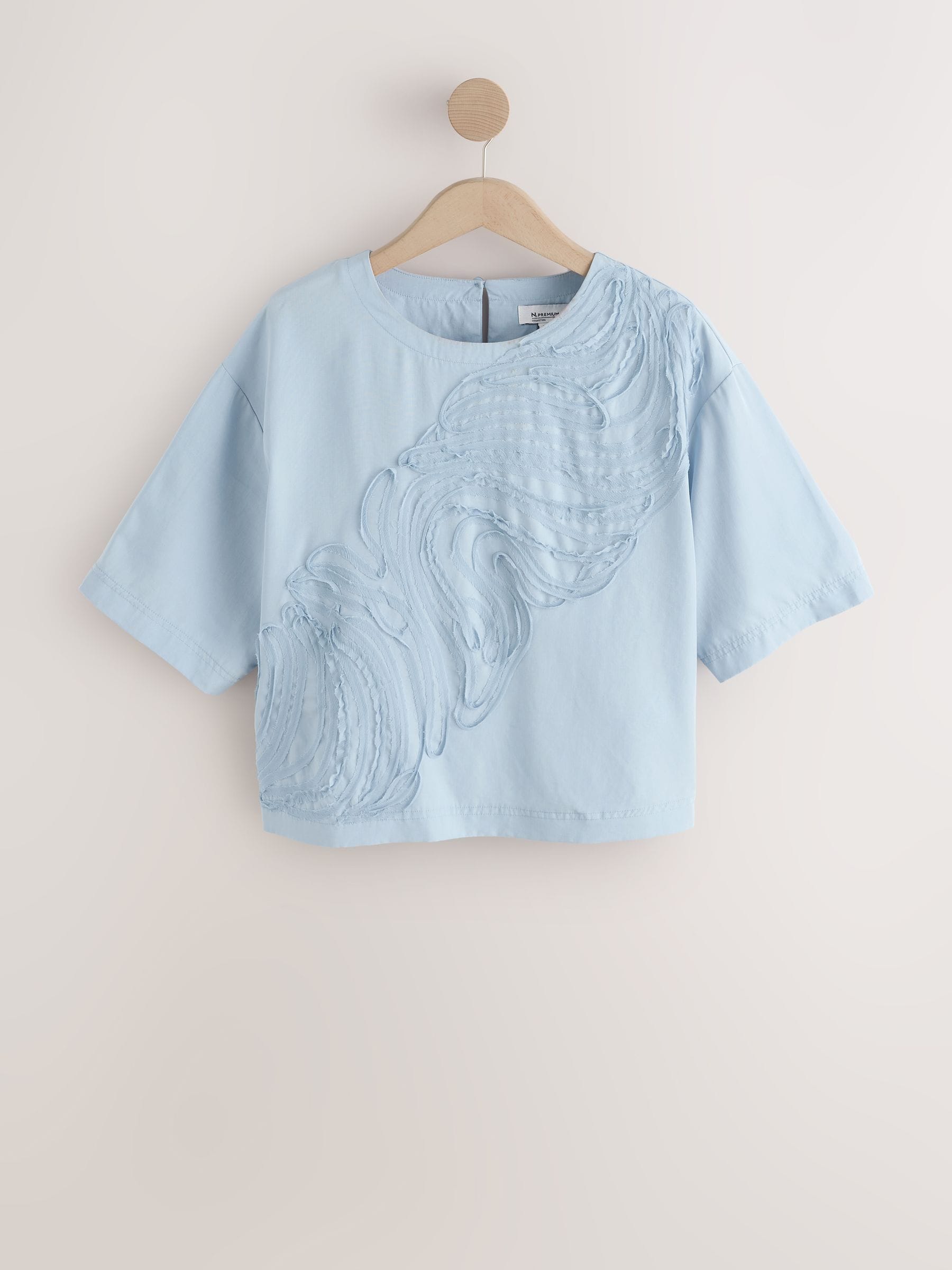 Buy Dusty Blue Textured Swirl Detail Short Sleeve Top from Next USA
