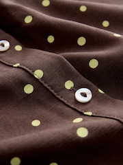 Brown/Yellow Polka Dot - Kurzarm-Hemd mit Leinen - Bild 7 von 7