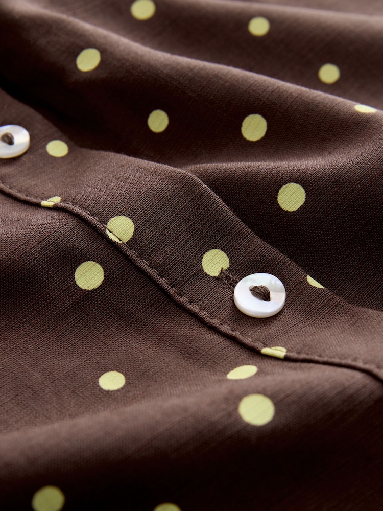 Brown/Yellow Polka Dot - Kurzarm-Hemd mit Leinen - Bild 7 von 7