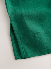 Green Short Sleeve Boxy T-Shirt with Linen - Image 4 of 4