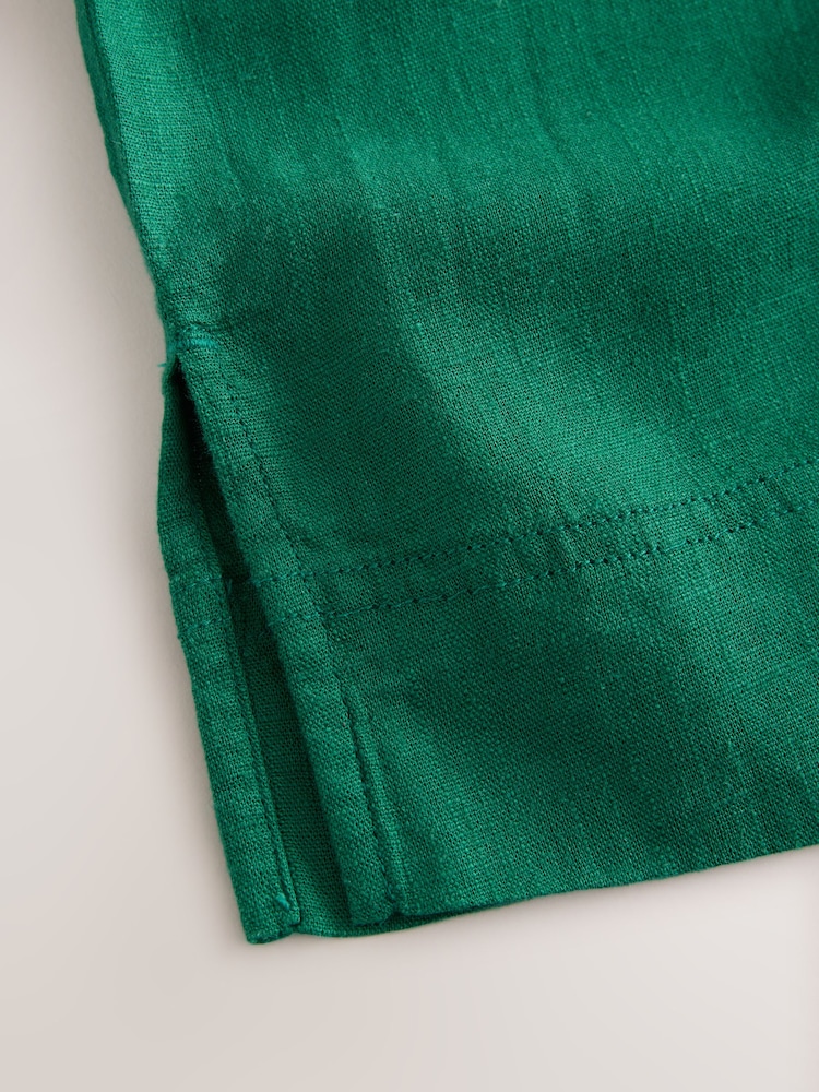 Green Short Sleeve Boxy T-Shirt with Linen - Image 4 of 4