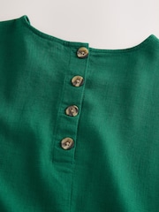 Kijani - T-Shirt ya Boksi ya Mikono Mifupi yenye Kitani - Picha 7 kati ya 8