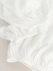 Ecru Textured Long Sleeve Bardot Blouse - Image 5 of 6