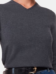 Whistles Grey Mila V-Neck Knit Jumper - Image 4 of 5