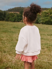 Cream Gingham Fruit Market Crew Neck Sweatshirt & Shorts Set (3mths-7yrs) - Image 2 of 8