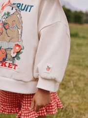 Cream Gingham Fruit Market Crew Neck Sweatshirt & Shorts Set (3mths-7yrs) - Image 3 of 8