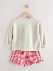 Cream Gingham Fruit Market Crew Neck Sweatshirt & Shorts Set (3mths-7yrs) - Image 6 of 8