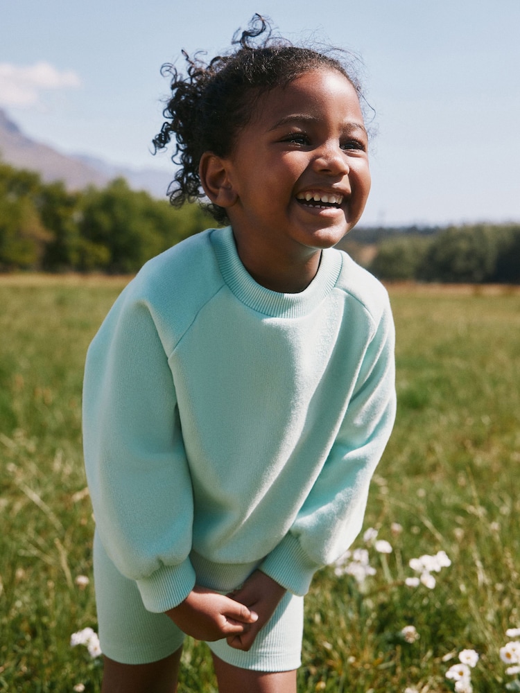 Aqua Blue Sweatshirt & Cycle Shorts Set (3mths-7yrs) - Image 2 of 9