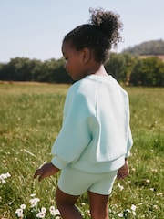 Aqua Blue Sweatshirt & Cycle Shorts Set (3mths-7yrs) - Image 3 of 9