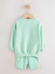 Aqua Blue Sweatshirt & Cycle Shorts Set (3mths-7yrs) - Image 7 of 9