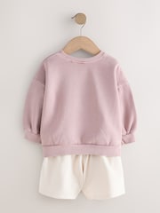 Brown Moon & Sun Crew Neck Sweatshirt & Shorts Set (3mths-7yrs) - Image 2 of 5