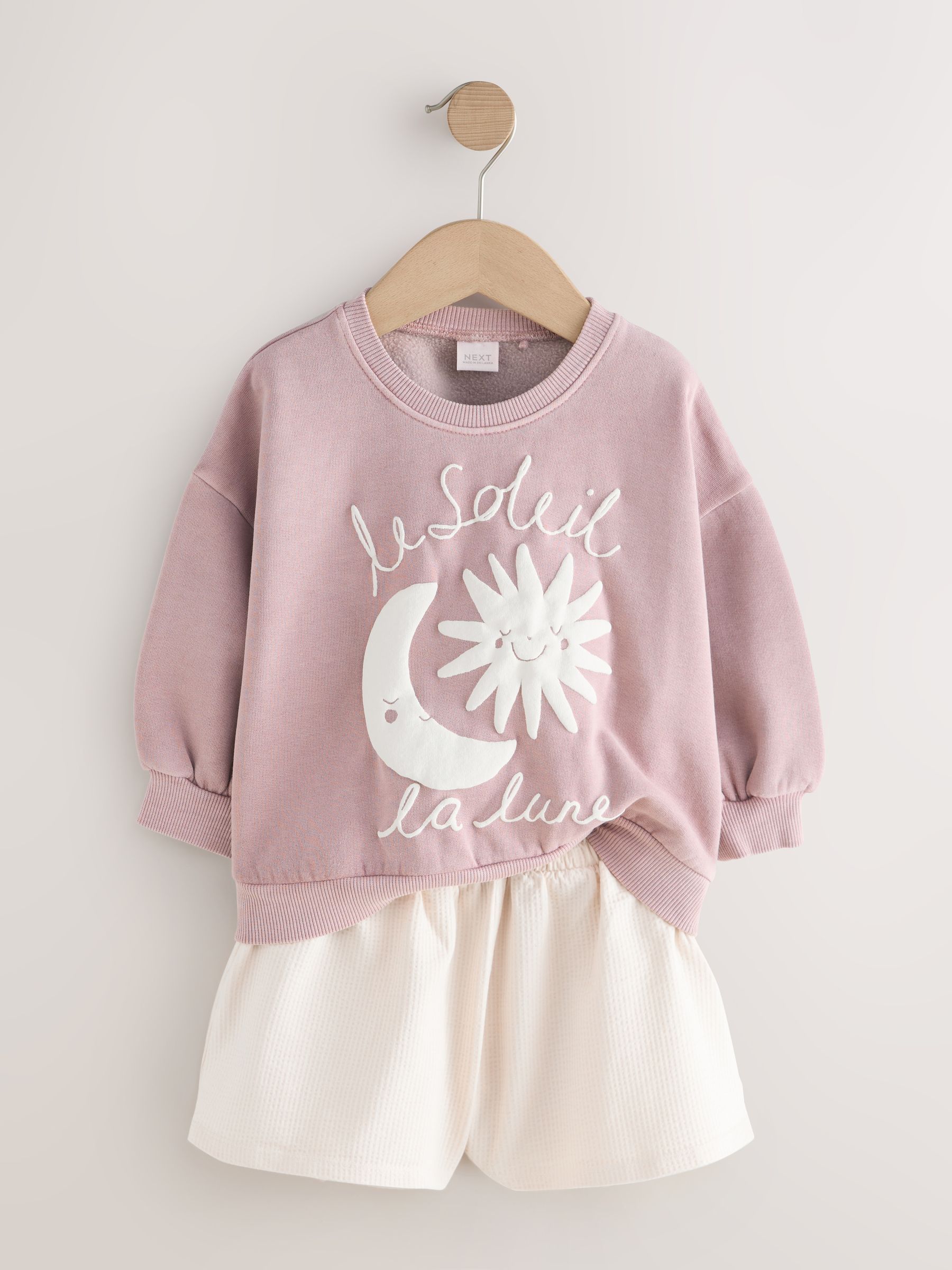 Buy Brown Moon & Sun Crew Neck Sweatshirt & Shorts Set (3mths-7yrs