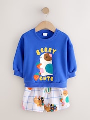 Cobalt Blue Guinea Pig Crew Neck Sweatshirt & Shorts Set (3mths-7yrs) - Image 5 of 8