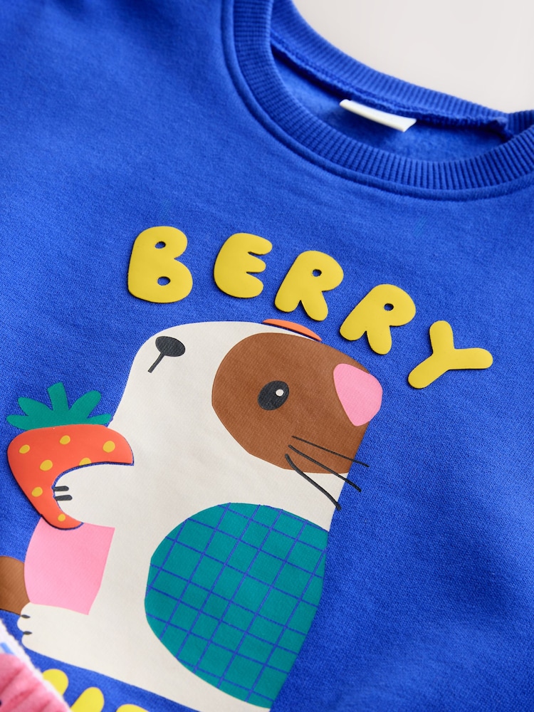 Cobalt Blue Guinea Pig Crew Neck Sweatshirt & Shorts Set (3mths-7yrs) - Image 8 of 8
