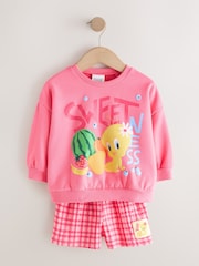 Pink Tweety Crew Neck Sweatshirt & Shorts Set (3mths-7yrs) - Image 5 of 9