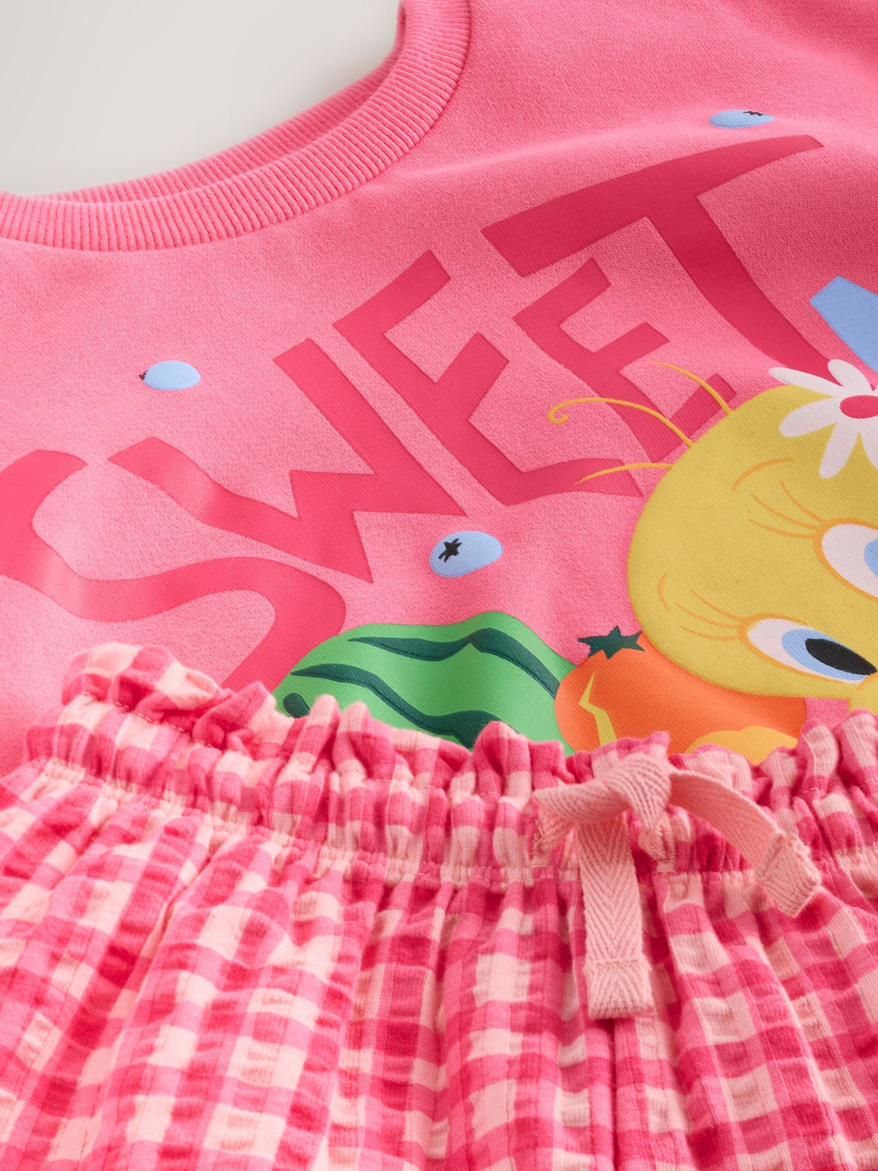 Buy Pink Tweety Crew Neck Sweatshirt & Shorts Set (3mths-7yrs