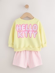 Yellow Hello Kitty - 圆领运动衫和短裤套装（3个月-7岁） - 图片8 / 11
