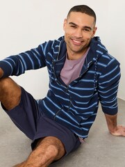 FatFace Trescowe Navy Stripe Zip Through Hoodie - Image 4 of 6