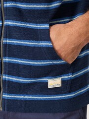 FatFace Trescowe Navy Stripe Zip Through Hoodie - Image 5 of 6