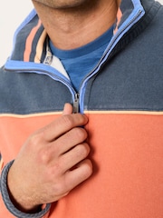 FatFace Airlie Coral Pink Stripe Quarter Neck Sweat Top - Image 4 of 6