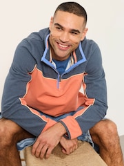 FatFace Airlie Coral Pink Stripe Quarter Neck Sweat Top - Image 5 of 6