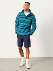 FatFace Light Teal Printed Quarter Neck Fleece - Image 2 of 6