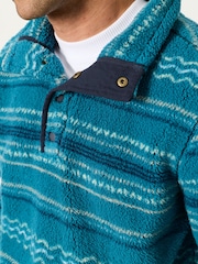 FatFace Light Teal Printed Quarter Neck Fleece - Image 3 of 6
