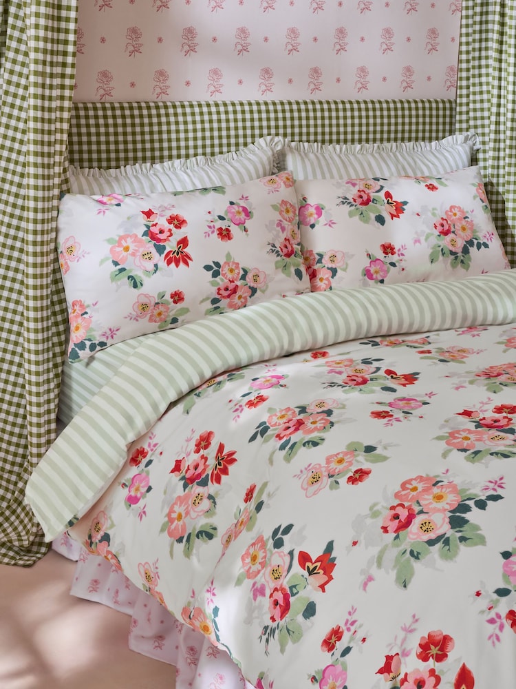 Cath Kidston Green Floral Bunches 100% Cotton Duvet Cover and Pillowcase Set - Image 1 of 7