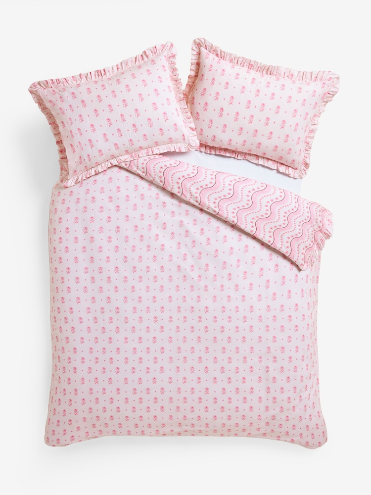 Cath Kidston Pink Spitalfields Floral Frill 100% Cotton Duvet Cover and Pillowcase Set - Image 10 of 10