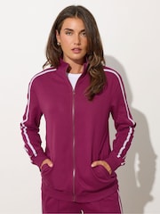Long Tall Sally Red Two Stripe Zip Thru Jacket - Image 1 of 5