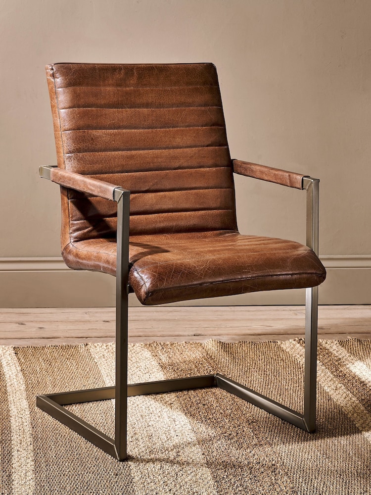 Nkuku Brown Wamma Leather Desk Chair - Image 1 of 5 Nkuku Brown Wamma Leather Desk Chair - Image 1 of 5
