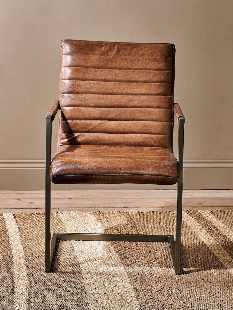 Nkuku Brown Wamma Leather Desk Chair - Image 2 of 5 Nkuku Brown Wamma Leather Desk Chair - Image 2 of 5