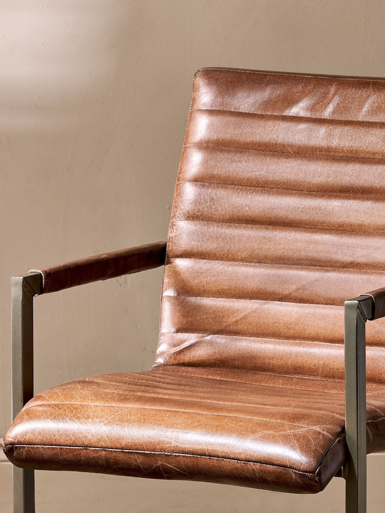 Nkuku Brown Wamma Leather Desk Chair - Image 5 of 5 Nkuku Brown Wamma Leather Desk Chair - Image 5 of 5