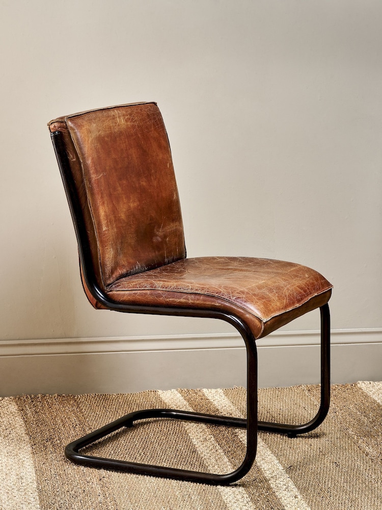 Nkuku Aged Tan Narwana Leather Desk Chair - Image 1 of 6 Nkuku Aged Tan Narwana Leather Desk Chair - Image 1 of 6