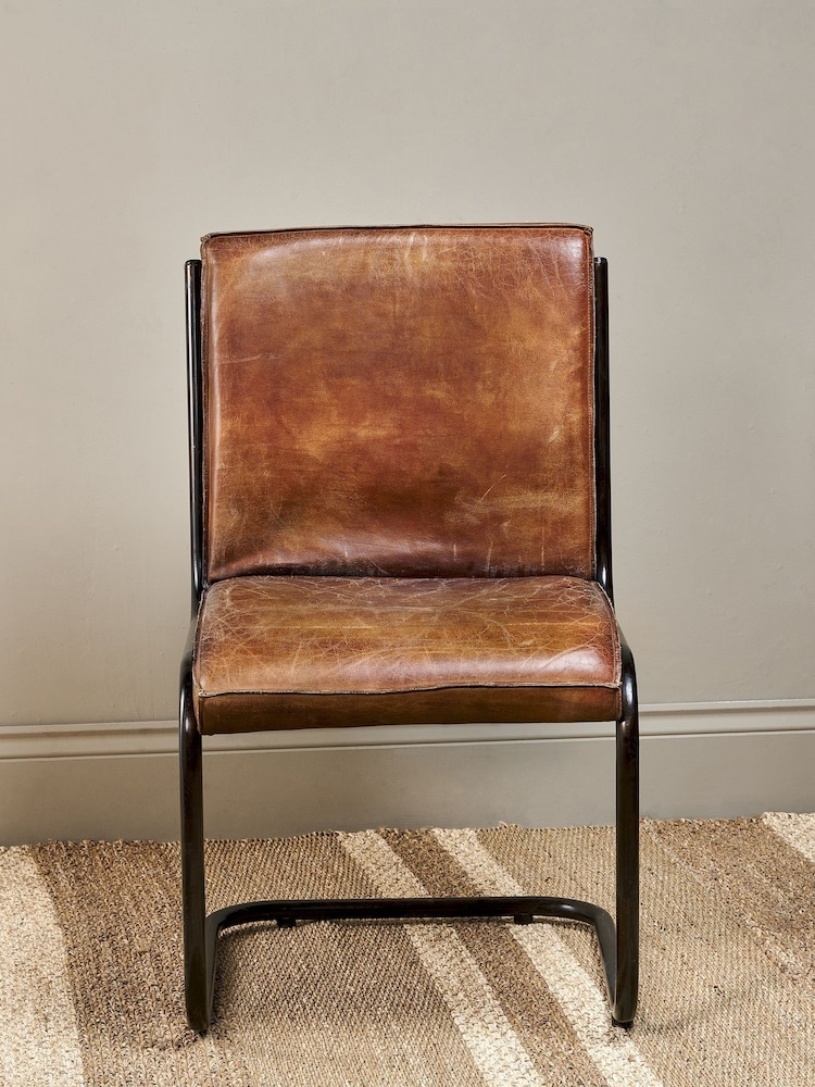 Nkuku Aged Tan Narwana Leather Desk Chair - Image 2 of 6 Nkuku Aged Tan Narwana Leather Desk Chair - Image 2 of 6
