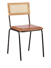 Nkuku Dark Tanned Iswa Leather & Cane Dining Chair - Image 3 of 4