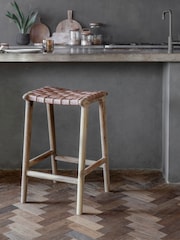 Nkuku Brown Adembi Woven Leather Counter Stool - Image 1 of 5