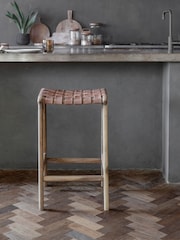 Nkuku Brown Adembi Woven Leather Counter Stool - Image 2 of 5