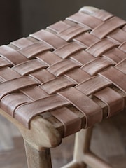 Nkuku Brown Adembi Woven Leather Counter Stool - Image 3 of 5
