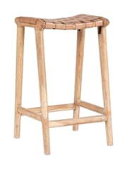 Nkuku Brown Adembi Woven Leather Counter Stool - Image 5 of 5