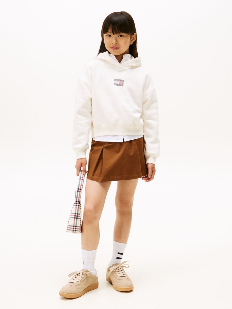 Tommy Hilfiger White Diamanté Flag Relaxed Fleece Hoodie - Image 2 of 5 Tommy Hilfiger White Diamanté Flag Relaxed Fleece Hoodie - Image 2 of 5