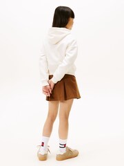 Tommy Hilfiger White Diamanté Flag Relaxed Fleece Hoodie - Image 3 of 5