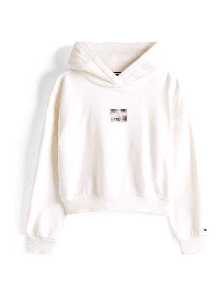 Tommy Hilfiger White Diamanté Flag Relaxed Fleece Hoodie - Image 5 of 5 Tommy Hilfiger White Diamanté Flag Relaxed Fleece Hoodie - Image 5 of 5