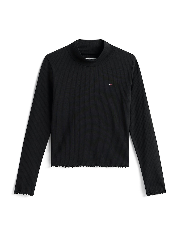 Tommy Hilfiger Black Ribbed Extra Slim Mock Neck Top - Image 4 of 4