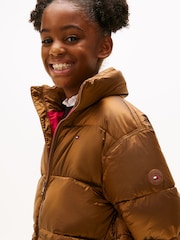 Tommy Hilfiger Brown Shiny Relaxed Puffer Jacket - Image 2 of 6