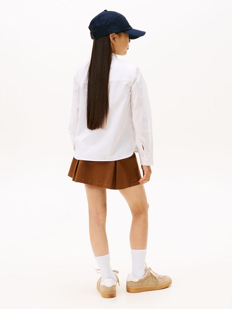 Tommy Hilfiger White Ruffle Collar Poplin Relaxed Fit Blouse - Image 2 of 6 Tommy Hilfiger White Ruffle Collar Poplin Relaxed Fit Blouse - Image 2 of 6