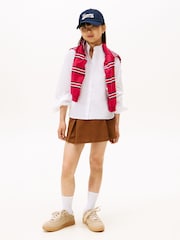 Tommy Hilfiger White Ruffle Collar Poplin Relaxed Fit Blouse - Image 3 of 6