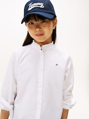Tommy Hilfiger White Ruffle Collar Poplin Relaxed Fit Blouse - Image 4 of 6