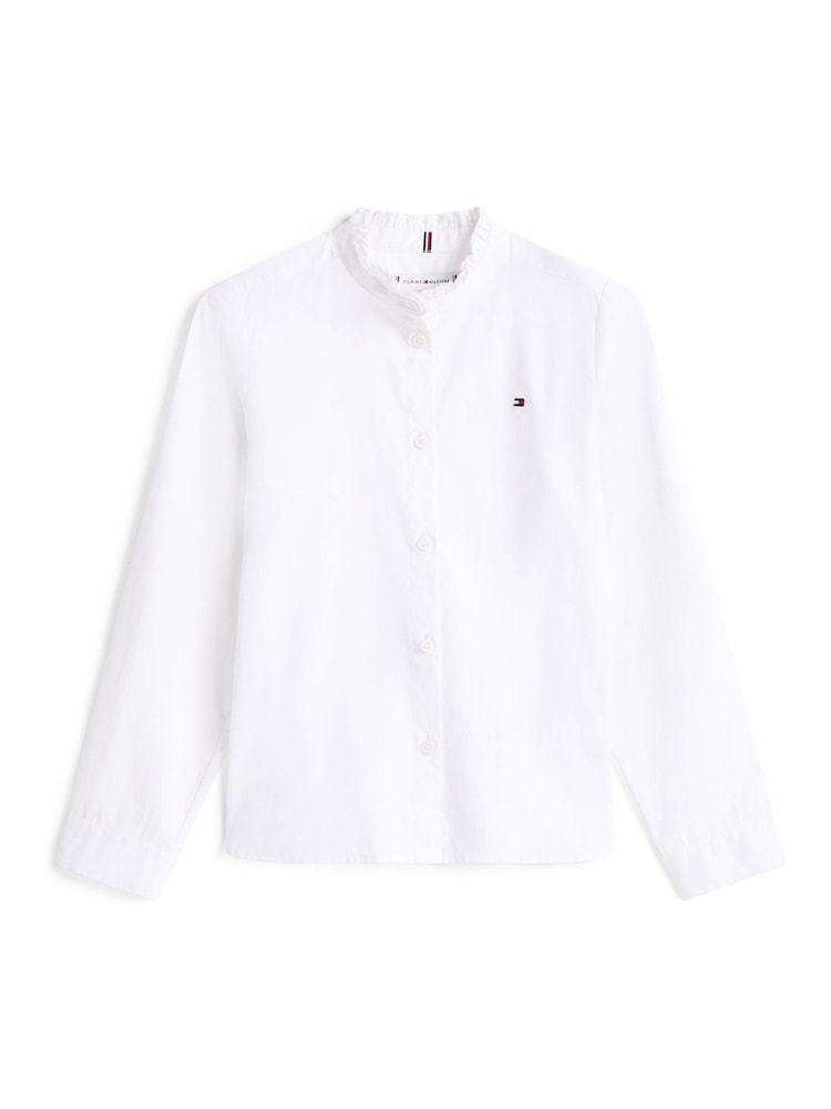 Tommy Hilfiger White Ruffle Collar Poplin Relaxed Fit Blouse - Image 6 of 6 Tommy Hilfiger White Ruffle Collar Poplin Relaxed Fit Blouse - Image 6 of 6