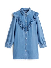 Tommy Hilfiger Blue Ruffle Relaxed Shirt Dress - Image 5 of 5